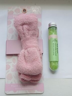 You Pick! Pink Plush Spa Headband And Bath Salts Bundle.